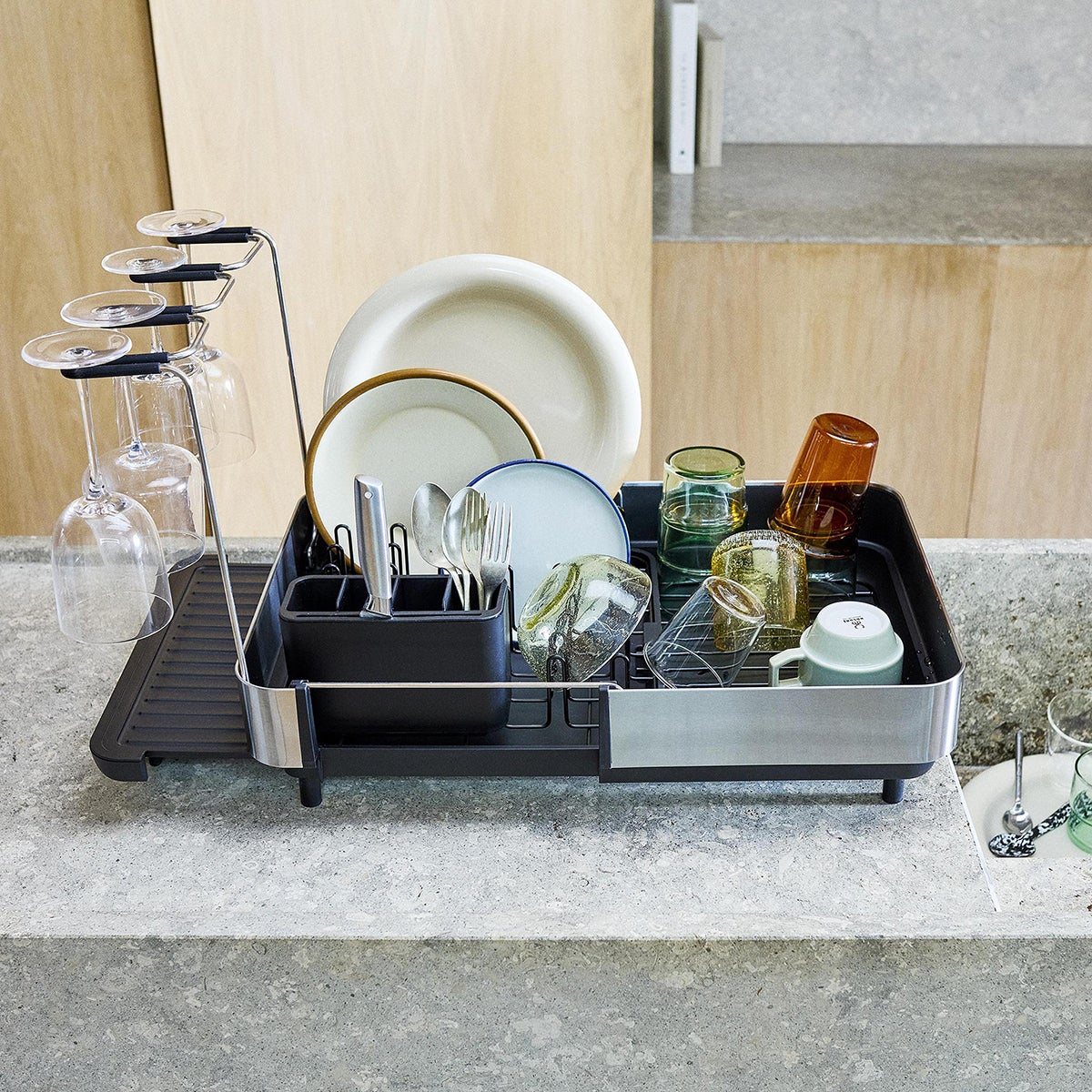 Joseph Joseph Extend Steel Plus Expandable Dish Rack with Wine